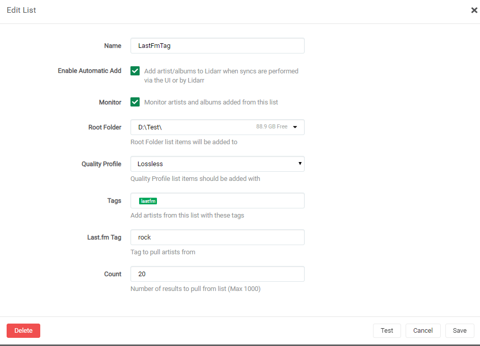 Lidarr Import Lists