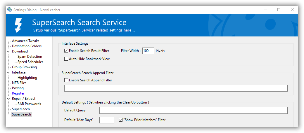 Newsleecher Newsreader Settings