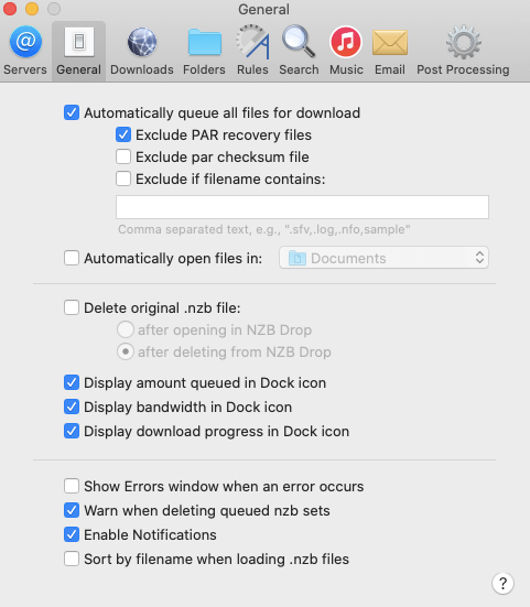 Nzbdrop General Settings