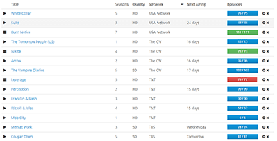 Sonarr Table