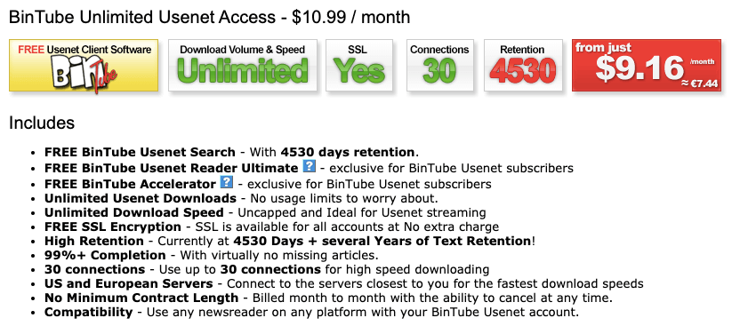 Bintube Pricing